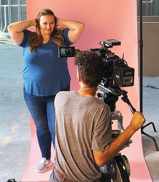 A behind-the-scenes look at a commercial model shoot Ember participated in on July 24, 2021 in SOONA Studios Minneapolis. “This was a full day shoot where several models were set up and ready, just waiting on the director to pick us for what they needed,” Ember shared. (Photo Submitted)