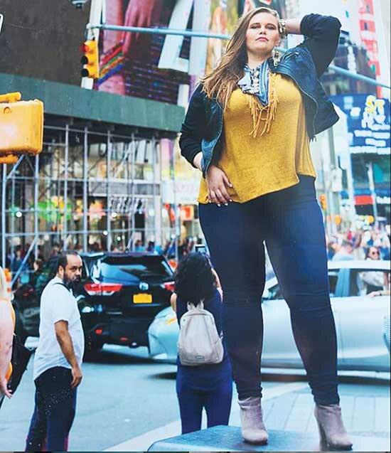 A 2019 NY Times Square photoshoot for a competition Ember won by F.A.B. - For All Bodies. (Photo courtesy of M76 PHOTO)