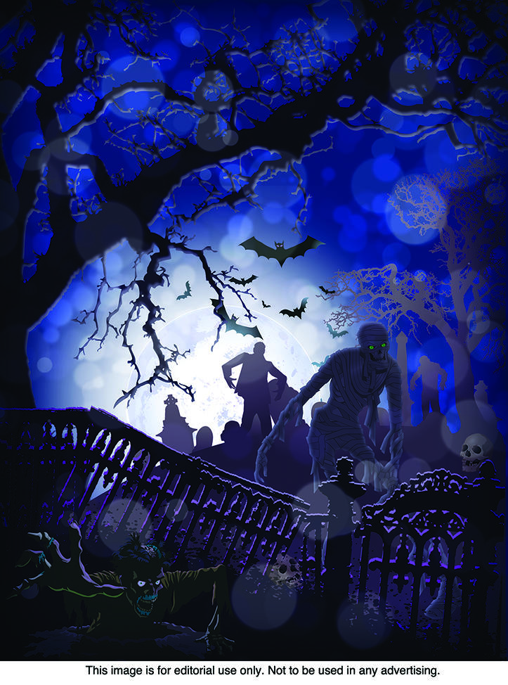 Whether a witch is stirring her cauldron, bats are flying through the air or zombies are rising from a cemetery, a full moon is prominent in Halloween imagery.