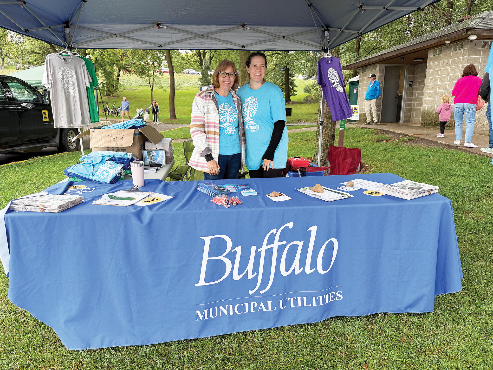 Susan Johnson (left) and Beth Opheim (right) represented Buffalo Municipal Utilities at the fair.