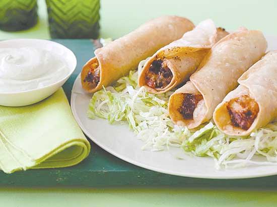 Chicken Flautas with Avocado Cream