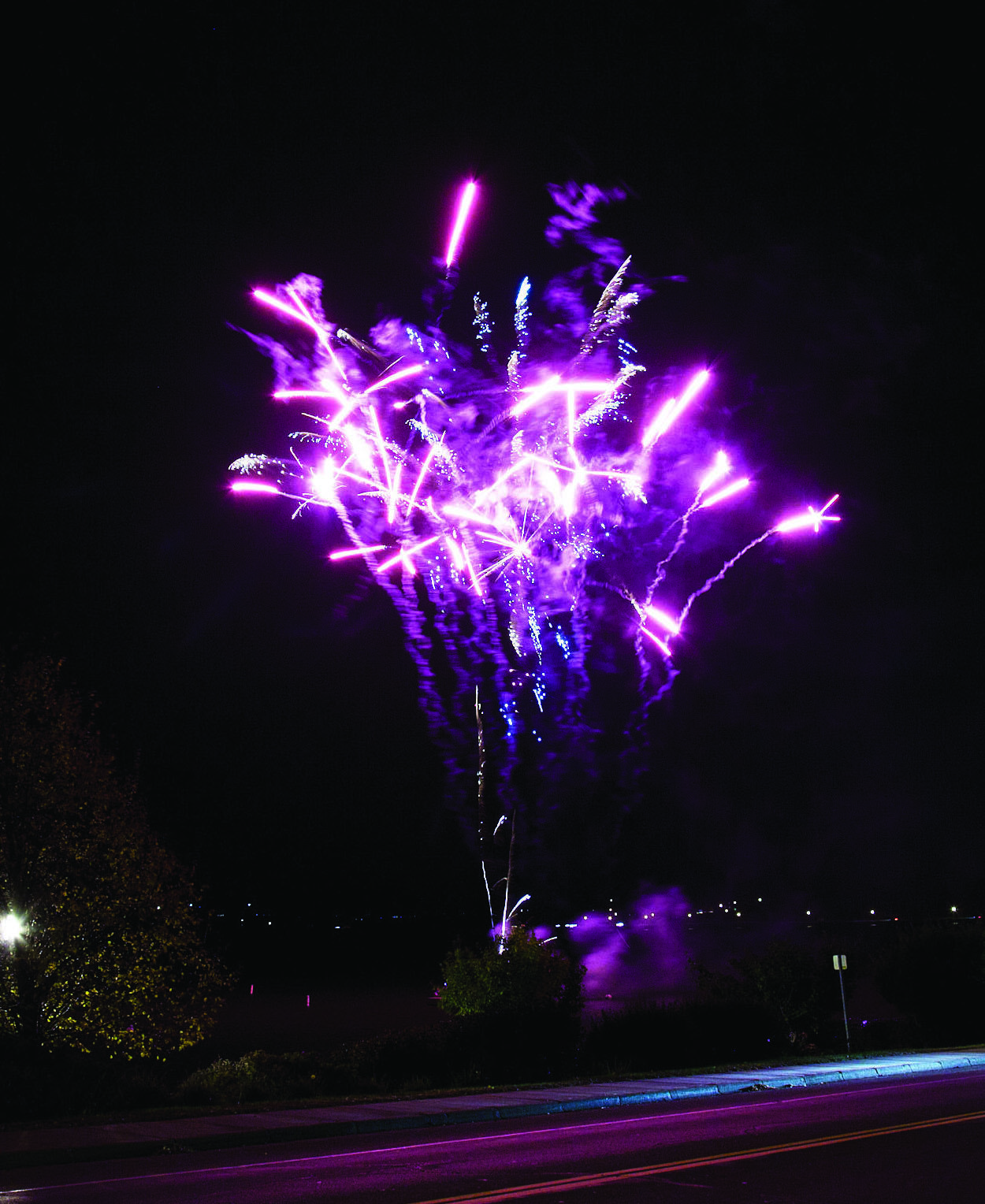 A colorful display of fireworks celebrating the Street Party.
