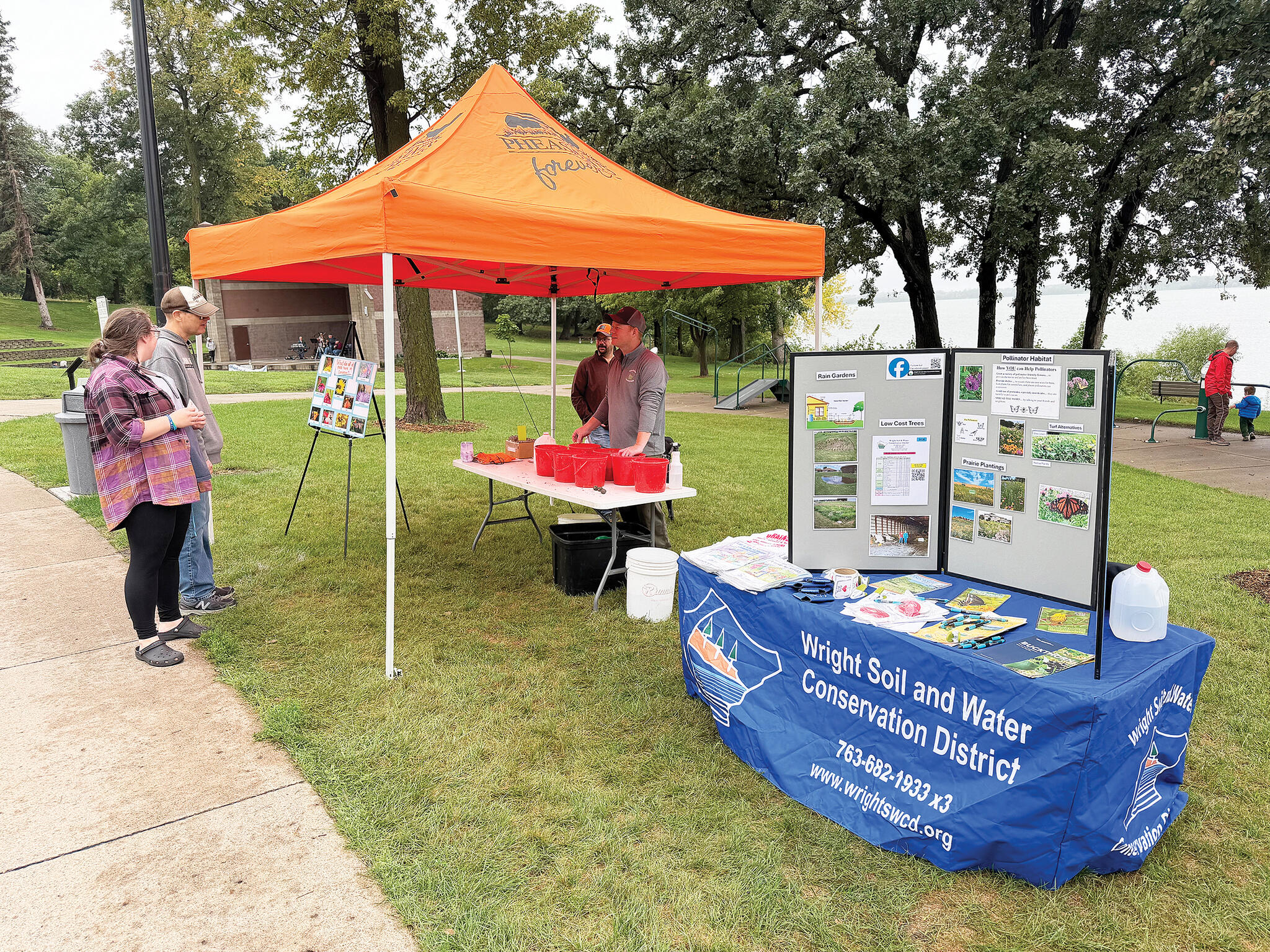 Volunteers with Pheasants Forever educated passers-by on soil mixtures that aid pollination through a variety of nutrients in the soil, while Wright Soil and Water Conservation District posted a display on pollinator habitat.
