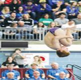 Bison senior diver Quincy Kabe placed fifth in last weekend’s Class AA state diving competition. Kabe’s score of 370.70 was the highest score and finish for any Buffalo diver at state. (Photos by Rob LaPlante) 